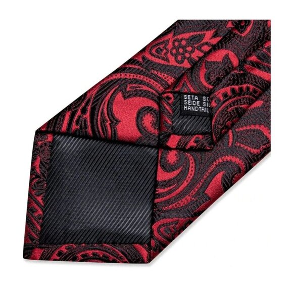 Silk Paisley Tie, Pocket Square And Cufflinks - Picture 4 of 8